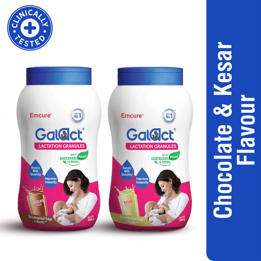 Galact Granules – Chocolate + Kesar combo pack. Adequate Breast Milk for Your Baby!