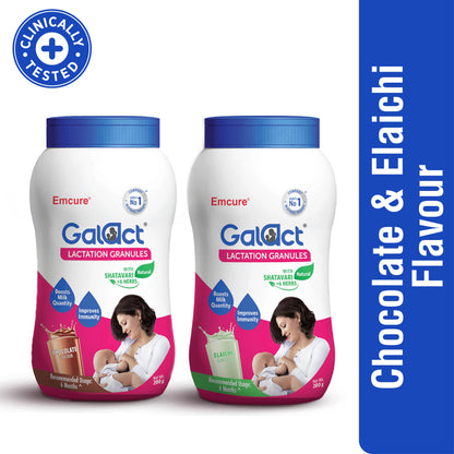 Galact Granules – Chocolate + Elaichi combo pack. Adequate Breast Milk for Your Baby!